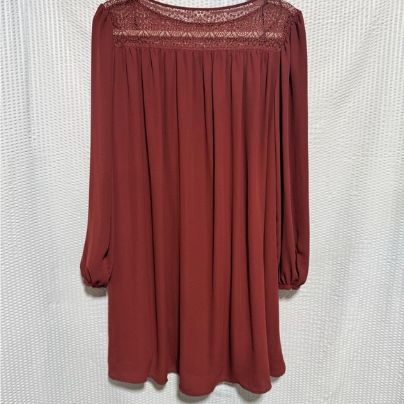 H&M Semi Sheer Cinnamon Brown Peasant Blouse Size 12 - Picture 3 of 5